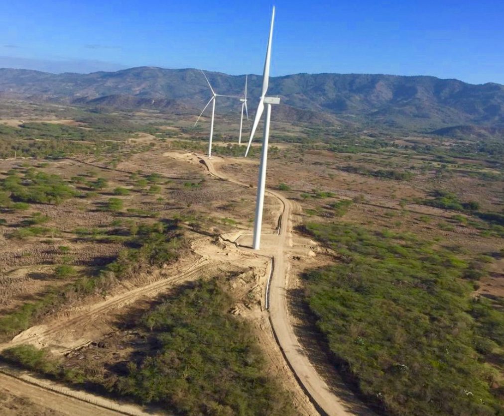 Aerogeneradores del parque de Agua Clara (República Dominicana), supervisado por Greenwork